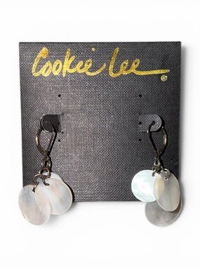 Cookie Lee Iridescent Disc Drop Mother of Pearl Earrings - White